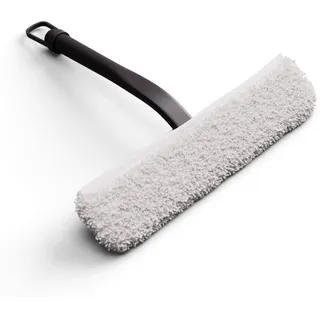 GÜTEWERK Duschabzieher Silikon 23 cm, Fensterabzieher mit Edelstahlkern, streifenfreier Glasabzieher für Dusche, Glas, Spiegel & Fliesen, Schwarz mit Aufhängehaken