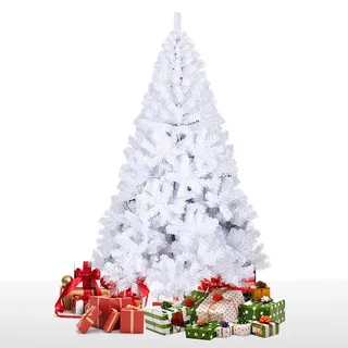 Jiubiaz Künstlicher Weihnachtsbaum künstlicher Tannenbaum inkl. Baumständer Metall Weiß 210cm - Weiß