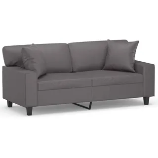vidaXL 2-Sitzer-Sofa mit Zierkissen Grau 140 cm Kunstleder - Grau