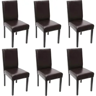 6er-Set Esszimmerstuhl Stuhl Küchenstuhl Littau Leder, braun, dunkle Beine - Braun
