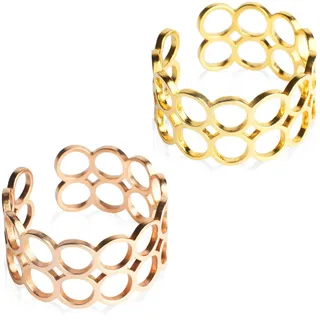 Offener Statement Ring Damen • Chunky Cuff Ring • Edelstahl Schmuck mit geometrischem Design • verstellbar ab Größe 60 (Ø 19 mm)