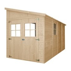 Timbela Anbau-Gartenhaus Holz M340+M340G 8 m2 ohne Seitenwand mit Boden