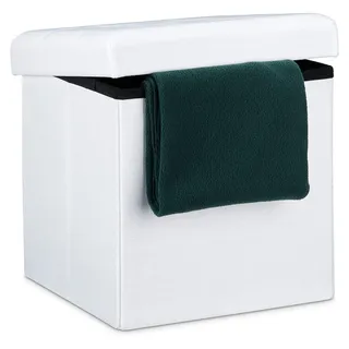 Faltbarer Pouf mit Stauraum 38 x 38 x 38 cm - Weiß