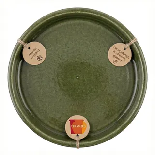 Teramico Pflanzenteller Untersetzer Keramik frostfest (Moos Grün, 40cm) | Massiver Blumentopf Untersetzer aus robuster Keramik: Ideal für den Innen- und Außenbereich auch als Vogeltränke.