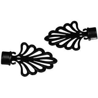 LIEDECO Endstück für Gardinenstangen Fächer Landhaus, ø 16 mm schwarz