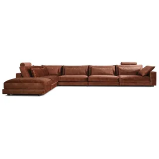 KAWOLA Sofa ETICO Ecksofa Mega-Wohnlandschaft Recamiere links Velvet rostrot