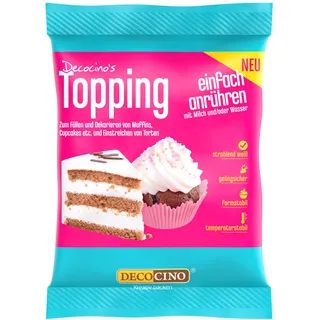 DECOCINO Topping extra weiß 125g - ultraweisses Topping mit einem angenehmen süssen Geschmack, top für Hochzeitstorten, Geburtstage, für Muffins oder einfach zum Naschen
