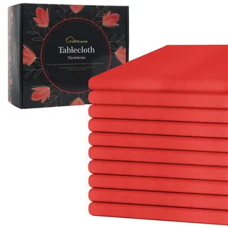 Longing Home Einweg Vlies Tischdecke, Rot, 1.18m x 2,5m, 10 Stück | Rechteckig Tischtuch, Stoffähnlich, für Hochzeit, Geburtstag, Party, Bierzeltgarnitur, Deko, Biertisch, Weihnachten & Feste