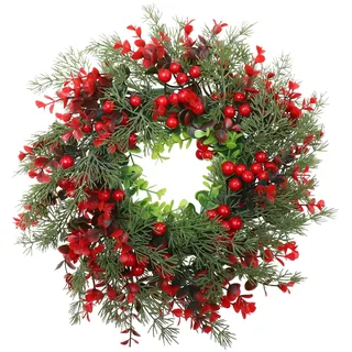 VALICLUD Weihnachtskranz Tannenkranz Türkranz Beerenkranz: Weihnachten Kranz Beeren Girlande Winterkranz Dekokranz Adventskranz Christbaumschmuck Türschild Deko Türdeko Weihnachtsdekoration