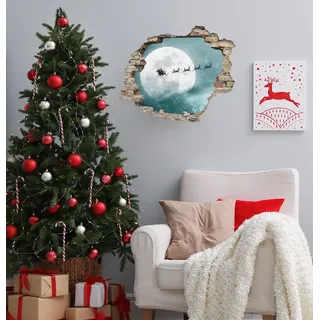 Queence 3D-Wandtattoo »Weihnachtsmann« selbstklebender Wandsticker Weihnachten, blau