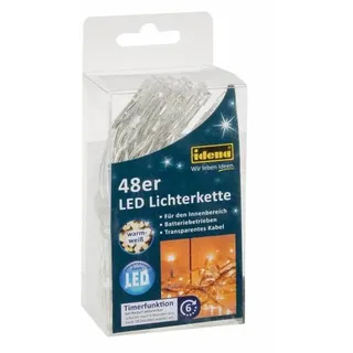 IDENA Lichterkette 48 LEDs, Innen- und Außenbereich, für Partys, Weihnachten, Deko, Hochzeit