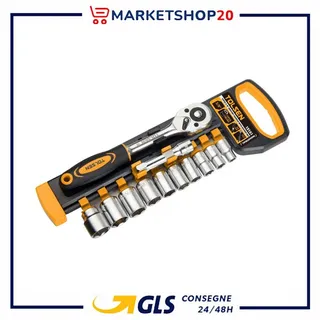 Set 12PZ Ratsche Umkehrbar Mit Zirkel Kelche Wein 3/8 "