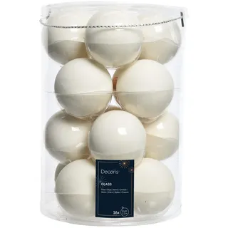 Christmas Decorations Weihnachtskugeln Glas 8cm 16 Stück - Wollweiß - Weiß