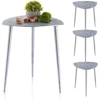 Metall Couchtisch 4er Set dekorative 40cm dreieckige Aluminium Couchtische silber