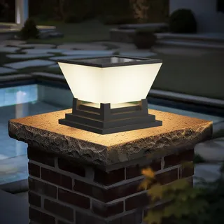 ACMHNC Sockelleuchte außen Solar, Pollerleuchte außen, IP65 Wasserdicht Solar Standleuchte Aussen Wegeleuchte Garten, 3000mAh, 10-16 Std, 3000/4000/6000K, Gartenlampe für Pfosten, Patio, Einfahrten
