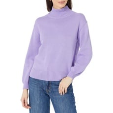 Amazon Essentials Damen Pullover aus Baumwolle mit hohem Stehkragen (erhältlich in Übergröße), Purpur, XL