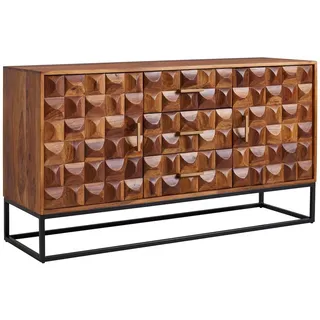 FineBuy Sideboard FineBuy Kommode mit 2 Türen & 3 Schubladen Retro 3D Design
