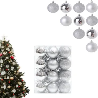 24 Stück Mini Weihnachtskugeln Silber Weihnachtsdeko,Christbaumschmuck Set für Plastik Weihnachtskugeln Kunststoff,Christmas Weihnachtsbaumkugeln klein,Christbaumkugeln Kunststoff