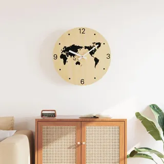 Vidaxx-Wanduhr ø30 cm aus handgefertigtem Holz in Gelb und Schwarz - Gelb
