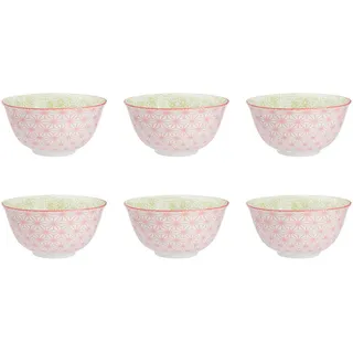 Butlers Schalen 6er-Set Ornaments 520 ml , Rosa , Keramik , 15x7x15 cm , Geschirr, Schalen & Schüsseln
