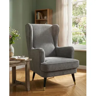 Home Affaire Ohrensessel ZILLER Cord 70 x 105 x 91 cm Grau