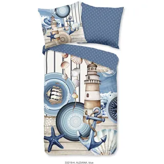 GeZu Mako Satin Mandala Blau 155 x 220 cm + 80 x 80 cm