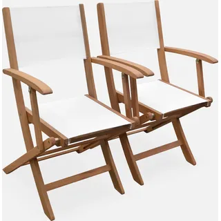 sweeek - 2er-Set Gartensessel aus Holz, Klappbar - Weiß - Weiß