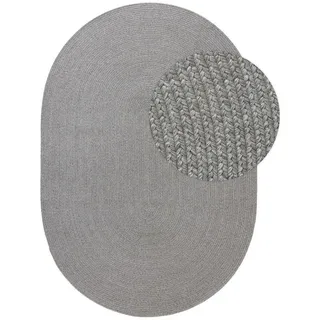 Kunstloft Outdoorteppich Nandi Grau 120x170 cm , Textil, Kunststoff , Uni , Oval , 120x1 cm , Gots , wasserabweisend , Teppiche und Böden, Teppiche, Outdoorteppiche