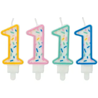 Folat 24171 Kuchen Kerze Sprinkles Ziffer/Zahl 1 Sortiert - 9 cm Geburtstagskerzen für Geburtstag, Geburtstagsdeko, für Kinder Partys, Hochzeiten, Firmenfeiern, Jubiläen