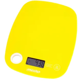 Mesko MS 3159 Digitale Küchenwaage – 5 kg Kapazität, 1 g Genauigkeit, LCD-Display, Tara-Funktion, Milch-/Wasser-Modus, Aufhängbar, Gelb, kompakt & leicht