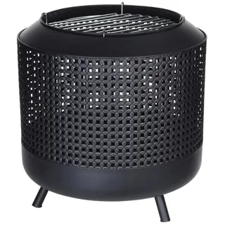 PROGARDEN Feuerkorb mit Grillrost 50x51 cm Schwarz