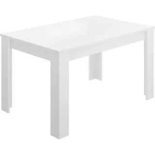 Dmora Ausziehbarer Tisch Midland, Ausziehbare Konsole für Esszimmer, Ausziehbarer Küchentisch mit Verlängerung, 140/190x90h78 Glänzend Weiß - Weiß