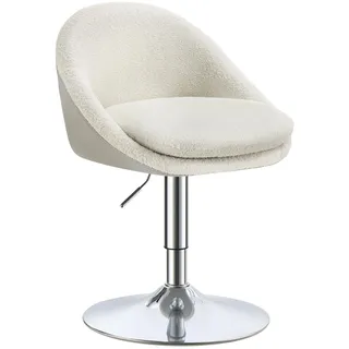VASAGLE Stuhl verstellbar, Schminkstuhl, Bürostuhl, drehbar, Barhocker mit Rückenlehne und Sockel, Stahl, für Theke, Büro, Schminktisch, Esszimmer, cremeweiß LJB100W01