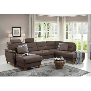 Home Affaire Wohnlandschaft »Palmera U-Form, B: 308 cm« optional Bettfunktion & Bettkasten, Federkern, braun