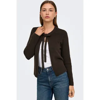 Strickjacke ONLY "ONLJESSIE LS ONE STRING CARDIGA KNT", Damen, Gr. L, braun (chocolate torte detail:melange), Strick, Obermaterial: 35% Polyester, 30% Nylon, 25% Polyacryl, 7% Wolle, 3% Elasthan, meliert, normal, Rundhals, Strickjacken Strickjacke