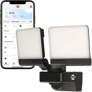 Brennenstuhl brennenstuhl®Connect 1179060020 LED-Außenstrahler (36W, 4300lm, IP54, diverse Lichtfunktionen über App steuerbar, Außenstrahler zur Wandmontage mit Bewegungsmelder)