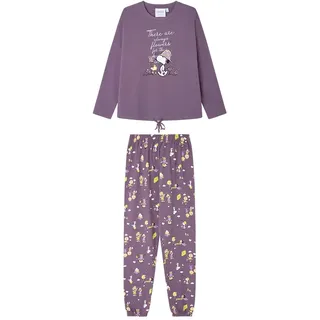 Women'secret Damen Long Pyjama Multilicense Nostalgia Snoopy Pyjamas, dunkelviolett, 36