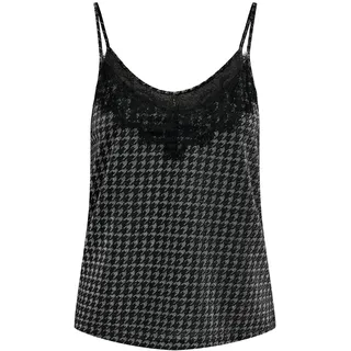 ONLY Damen Onlnew Carol S/L Glitter Mix Top Box JRS, Black/Detail:Houndstooth Silver, L
