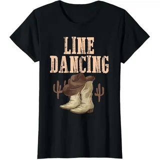 Cowboy Boots Country Line Dancer Line Dance T-Shirt, Damen, Schwarz, 3XL