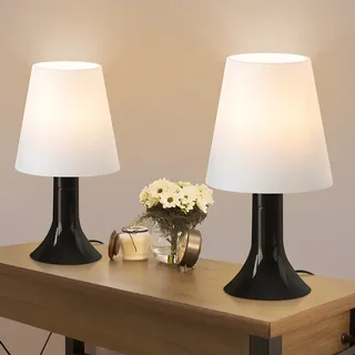 ZMH Nachttischlampe Wohnzimmer Tischlampe mit Kabel Tischleuchte 2er Set Kleine Lampe Schwarz E14 Tischlampen Moderne Landhausstil für Esstisch Schlafzimmer Ohne Leuchtmittel - Schwarz