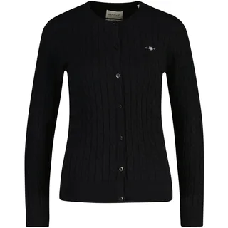 Sweatshirt GANT "Strickjacke STRETCH COTTON CABLE CARDIGAN", Damen, Gr. XL, schwarz, Obermaterial: 88% Baumwolle CO. 10% Polyamid PA. 2% Elasthan EL., Sweatshirts Sweatshirt