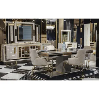 Sideboard Luxus Schrank Regal Holz Anrichte Schränke Wohnzimmer Glasschrank Neu - Gold