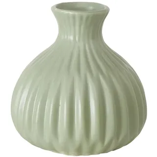 Boltze Home Vase Esko grün gestreift , Keramik , 12 cm , Dekoration, Vasen, Keramikvasen
