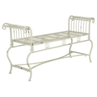 SAFAVIEH Rustikal Gartenbank Eisen, Antikweiß, 132 x 42 x 65 cm | Bank, 132,1 cm, Eisen, Terrasse und Außenbereich