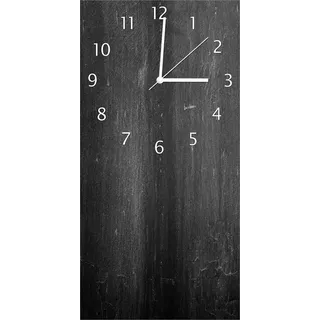 Wallario Design Wanduhr bedruckt, Größe 30 x 60 cm, Motiv: Dunkler schwarzer Stein - Muster - Steinoptik - Schwarz