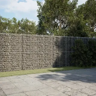 vidaXL Gabione mit Deckel 550x100x200 cm Verzinktes Eisen - Silber