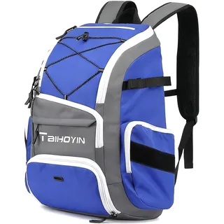 TAIHOYIN Sportrucksack Herren 35L mit Schuhfach, Nassfach und Laptopfach Wasserdicht Gym/Baseball/Strand/Schwimmrucksack Kleiner Sporttasche für Fitnessstudio Yoga, Blau