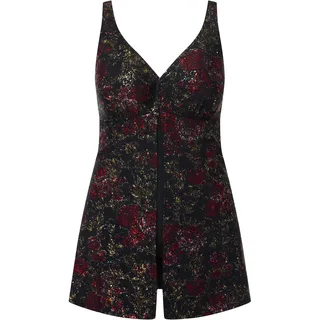 Ulla Popken Damen Badekleid Sprenkel Badeanz ge, Schwarz, 44 EU