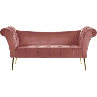 BELIANI Chaiselongue Rosa/goldene Beine Universal mit Samtbezug und Metallfüßen für Wohnzimmer Schlafzimmer Salon Flur Klassisch Retro Modern - Rosa