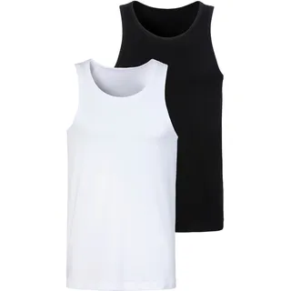 Tanktop JOHN DEVIN, Herren, Gr. XL (56/58), schwarz-weiß (schwarz, weiß), Jersey, Obermaterial: 60% Baumwolle, 40% Polyester, unifarben, Basic, regular fit, Rundhals, Tops Tanktop, in schöner Melange-Optik